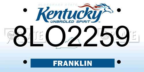 8LO2259 Kentucky License Plate