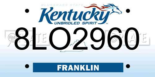 8LO2960 Kentucky License Plate