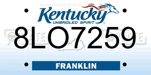 8LO7259 Kentucky License Plate