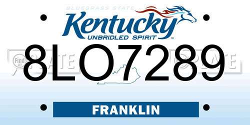 8LO7289 Kentucky License Plate