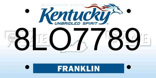 8LO7789 Kentucky License Plate