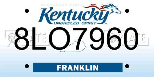 8LO7960 Kentucky License Plate