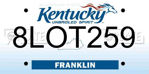 8LOT259 Kentucky License Plate