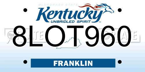 8LOT960 Kentucky License Plate