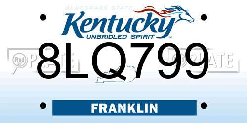 8LQ799 Kentucky License Plate