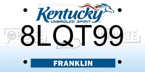8LQT99 Kentucky License Plate