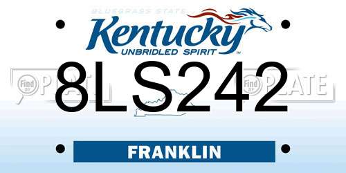 8LS242 Kentucky License Plate