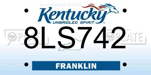 8LS742 Kentucky License Plate