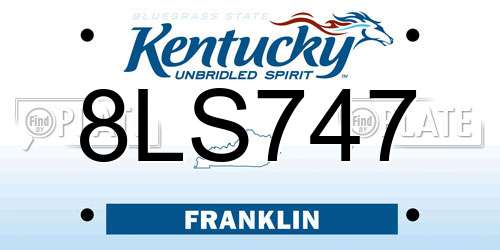 8LS747 Kentucky License Plate