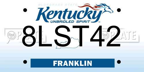 8LST42 Kentucky License Plate