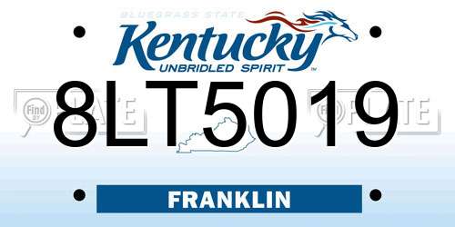 8LT5019 Kentucky License Plate