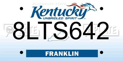 8LTS642 Kentucky License Plate