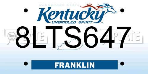 8LTS647 Kentucky License Plate