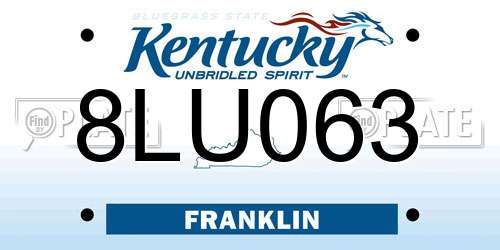 8LU063 Kentucky License Plate
