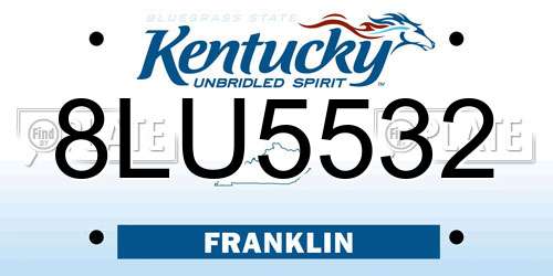 8LU5532 Kentucky License Plate