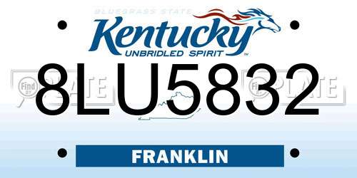 8LU5832 Kentucky License Plate
