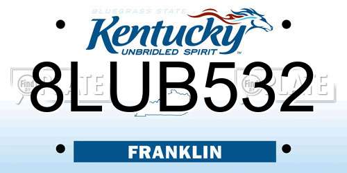 8LUB532 Kentucky License Plate