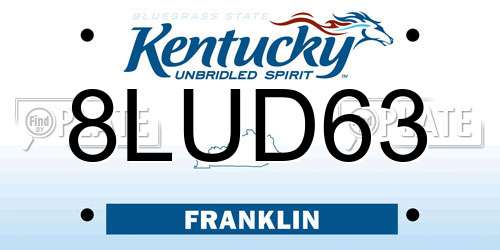 8LUD63 Kentucky License Plate
