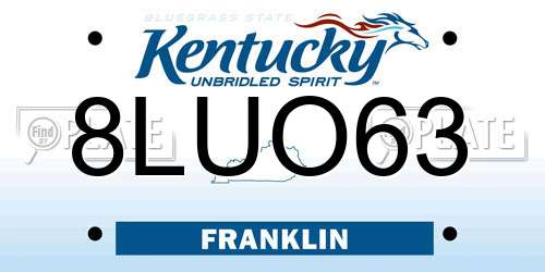 8LUO63 Kentucky License Plate