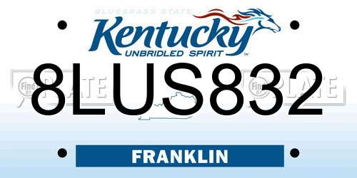8LUS832 Kentucky License Plate