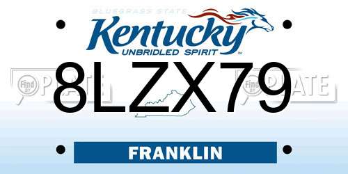 8LZX79 Kentucky License Plate