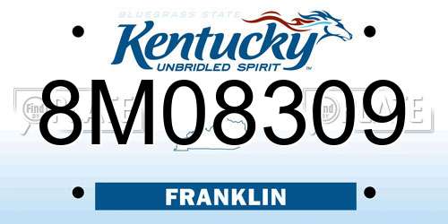 8M08309 Kentucky License Plate