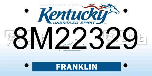 8M22329 Kentucky License Plate