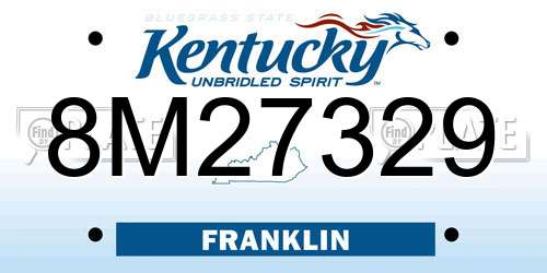 8M27329 Kentucky License Plate
