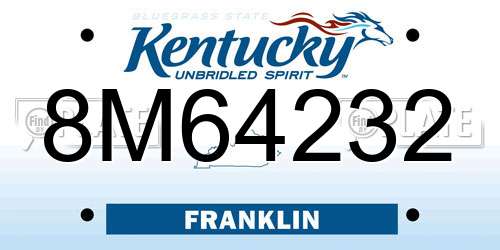 8M64232 Kentucky License Plate