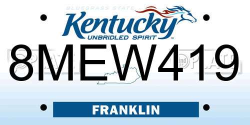 8MEW419 Kentucky License Plate