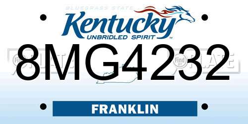 8MG4232 Kentucky License Plate