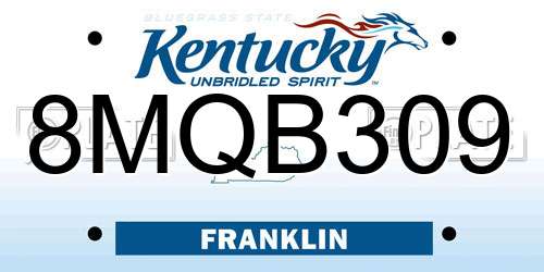 8MQB309 Kentucky License Plate