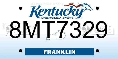 8MT7329 Kentucky License Plate
