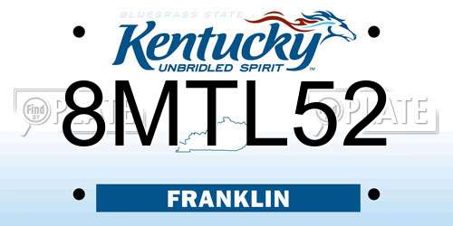 8MTL52 Kentucky License Plate