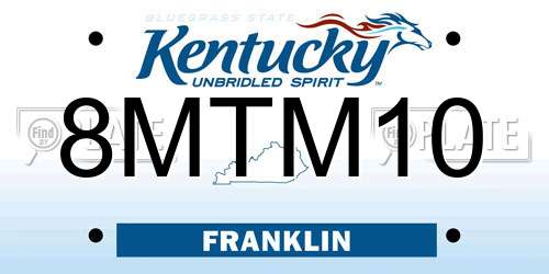 8MTM10 Kentucky License Plate