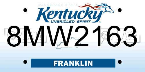 8MW2163 Kentucky License Plate