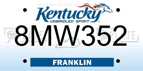 8MW352 Kentucky License Plate