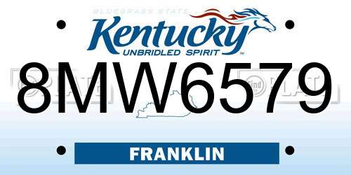 8MW6579 Kentucky License Plate