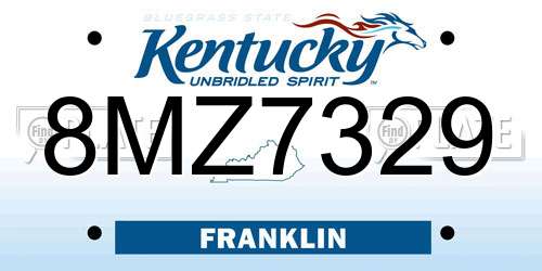 8MZ7329 Kentucky License Plate