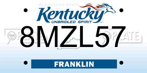 8MZL57 Kentucky License Plate