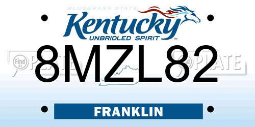 8MZL82 Kentucky License Plate