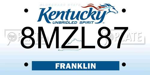 8MZL87 Kentucky License Plate