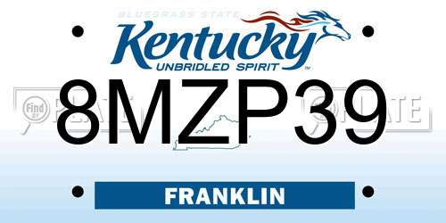 8MZP39 Kentucky License Plate