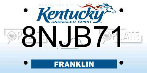 8NJB71 Kentucky License Plate