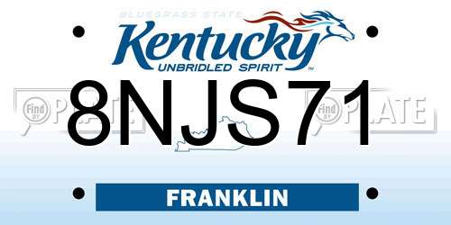 8NJS71 Kentucky License Plate