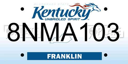 8NMA103 Kentucky License Plate