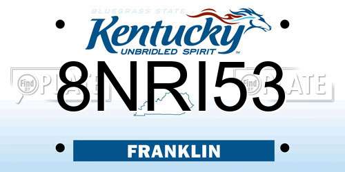 8NRI53 Kentucky License Plate