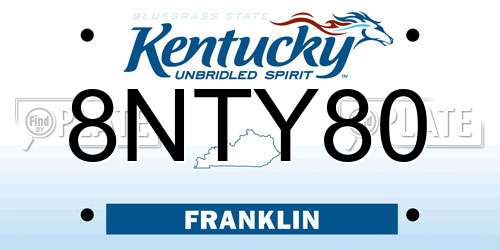 8NTY80 Kentucky License Plate