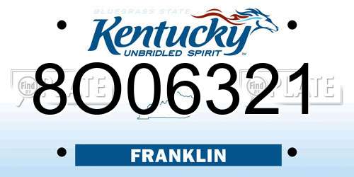 8O06321 Kentucky License Plate