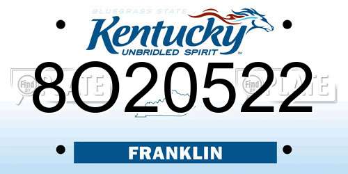 8O20522 Kentucky License Plate